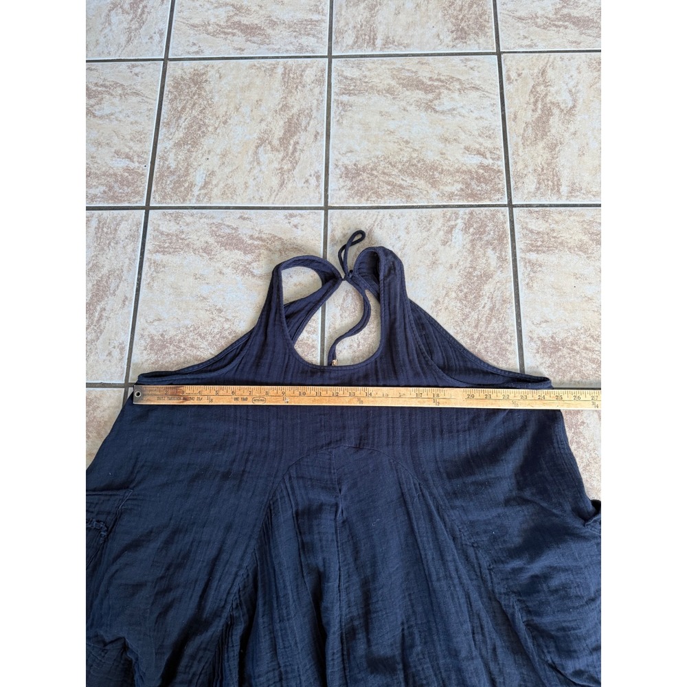 Free People Black Cotton Gauze Trapeze Tunic Tank Top Boho Racerback Tie Small - Picture 11 of 12